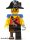 Lego figura Pirates I - Pirate Shirt with Knife, Black Leg with Peg Leg, Black Pirate Hat with Skull, Blue Epaulettes
