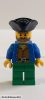 Lego minifig Pirates - Pirate Brown Shirt, Green Legs, Black Pirate Triangle Hat