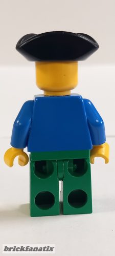 Lego minifig Pirates - Pirate Brown Shirt, Green Legs, Black Pirate Triangle Hat