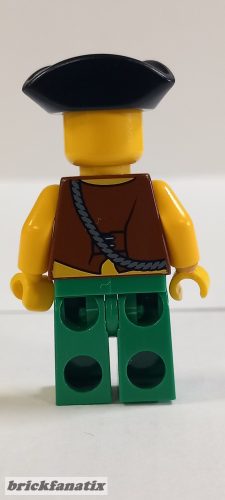 Lego minifig Pirates - Pirate Vest and Anchor Tattoo, Green Legs, Tricorne Hat