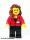 Lego figura Speed Champions - Camerawoman - Red Suit Jacket with Press Pass, Black Legs, Reddish Brown Female Hair over Shoulder, Open Mouth Smile with Peach Lips