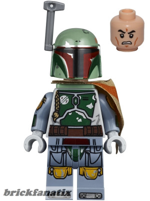 Lego Minifigure Star Wars - Star Wars Episode 4/5/6 - Boba Fett - Pauldron, Helmet, Jet Pack, Printed Arms and Legs, Clone Head