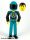 Lego figura Technic Figure Dark Turquoise Legs, Dark Turquoise Torso with Yellow, Black, Silver Pattern, Black Arms, Dark Turquoise Helmet, Black Visor