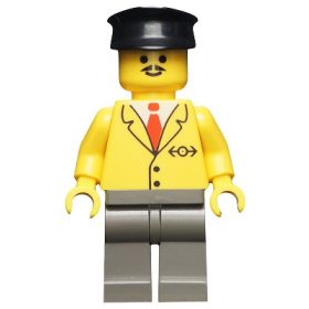   Lego figura Town - Railway Employee 5, Dark Gray Legs, Black Hat