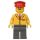 Lego minifigure Town - Railway Employee 5, Dark Gray Legs, Red Hat
