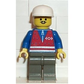   Lego figura Train - Red Vest and Zipper - Black Legs, White Cap