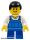 Lego figura Town - Overalls Blue over V-Neck Shirt, Blue Short Legs, Black Male Hair