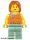 Lego Minifigure Town - Orange Halter Top with Medium Blue Trim and Flowers Pattern, Sand Green Legs, Dark Orange Hair