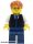 Lego figura Town - Black Vest with Blue Striped Tie, Dark Blue Legs, White Arms, Dark Orange Short Tousled Hair, Rectangular Glasses