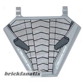   Lego Flag 5 x 6 Hexagonal with Silver and Dark Bluish Gray Armor Plates and 'STARK INDUSTRIES' Pattern (Sticker) - Set 76031