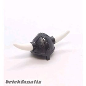   Lego Minifigure, Headgear Helmet Viking with Side Holes Complete, Speckle silver