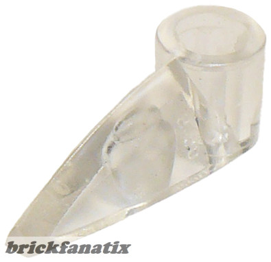 Lego Bionicle 1 x 3 Tooth with Axle Hole, Trans clear